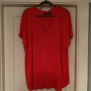 Red Tahari 100% Linen, V-Neck Swing Tunic, Size 3x, NWOT